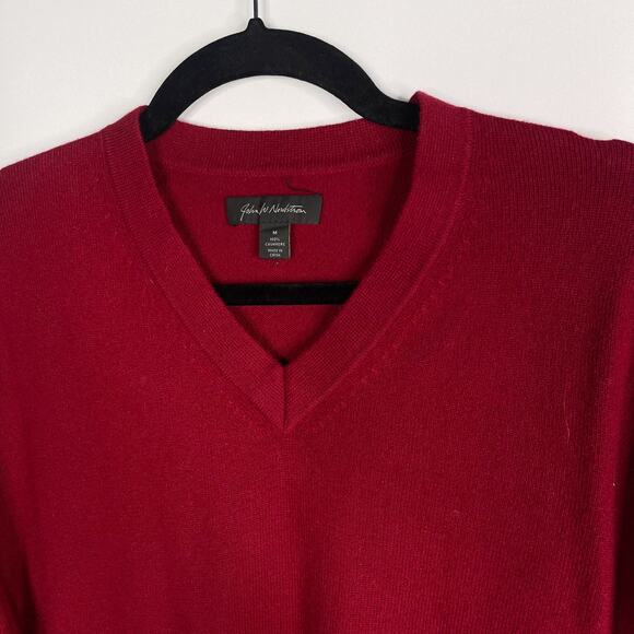 John W Nordstrom Mens Medium M Red Cashmere V Neck Sweater Pullover Knit Luxe - Picture 3 of 7
